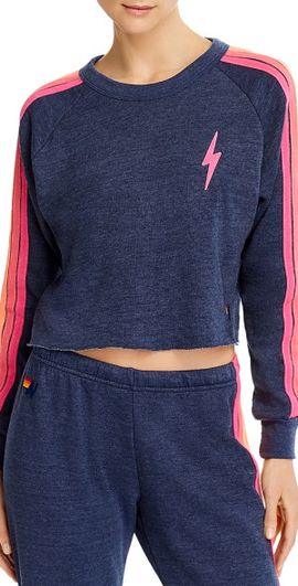 Aviator Nation Aviator Nation Striped Cropped Sweatshirt