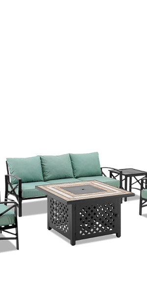 Crosley - Sparrow & Wren Kaplan 5 Piece Outdoor Metal Sofa Set with ...