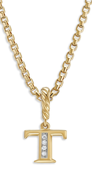 David Yurman Initial 18k Initial Pendant David Yurman 18K Gold Amulets  Diamond Pave Initial Pendant