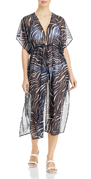 Echo - Zebra-Print Longline Beach Robe