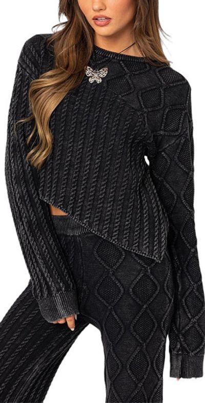 Edikted Edikted Toni Acid Wash Cable Knit Sweater