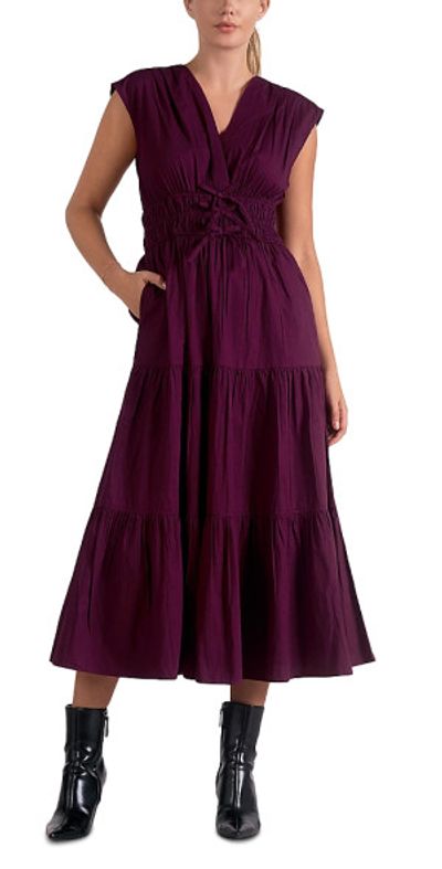 Elan Elan Cap Sleeve Tiered Dress