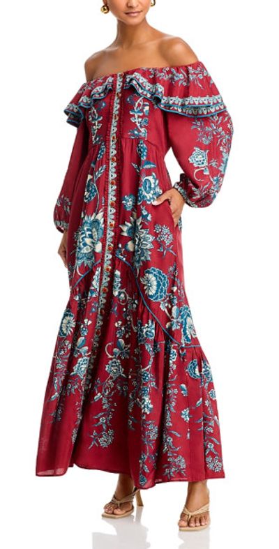 farm rio tropical landing midi dress Tropical Landing cotton-blend midi dress in pink - Farm Rio