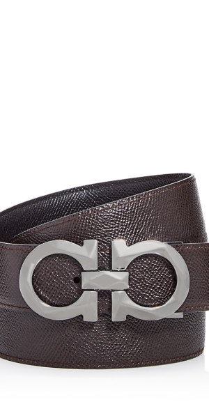 Salvatore Ferragamo Men's Double Gancini Buckle Reversible Leather Belt