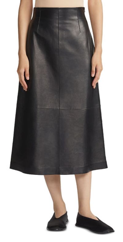 Lafayette 148 New York Lafayette 148 New York Leather High Waisted A Line Skirt