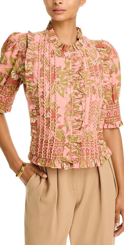 Lucky & Coco Lucky & Coco Printed Ruffled Blouse