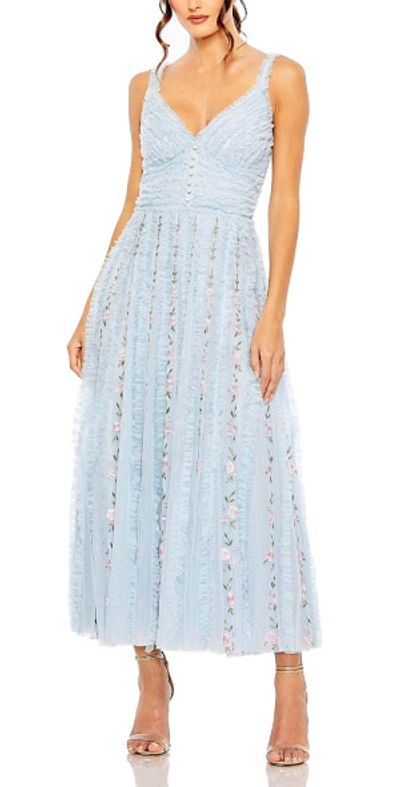Mac Duggal 8079 A Line Ruffle Tea Length Cocktail Dress
