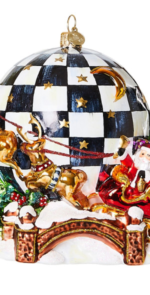 Figurine Mackenzie-Childs Santa En Cristal à Carreaux - 33,5" De Haut - Neuf Sans Boîte