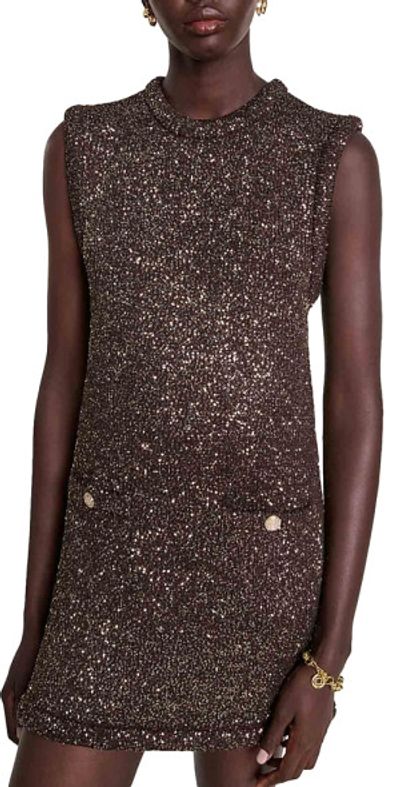 maje glitter dress Modest Formal Dress 70002 Black & Gold main image 1