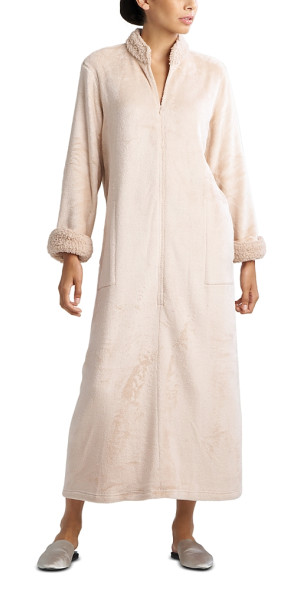 Natori Caftano Donna Niwashi Zip, Scollo A V, Spacchetti Laterali, Fantasia Raso Brillante, Chiusura Lampo - 3