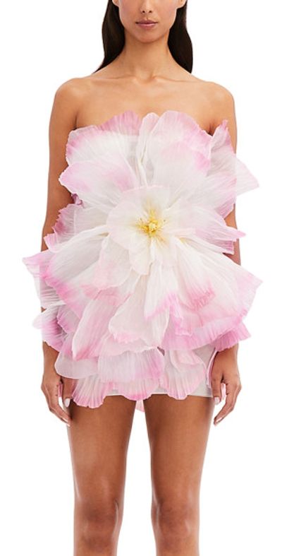 knee length dresses for ladies Women's Madeline 3D Organza Flower Mini Dress - White in Size Large main image 1