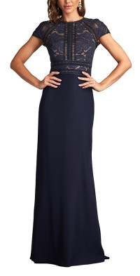Tadashi Shoji - Sleeveless Mock-Neck Bow Crepe Gown
