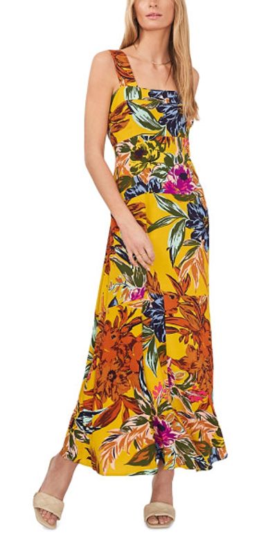 knee length dresses for ladies Vince Camuto Floral Print Maxi Tank Dress – DGFOutlet main image 1