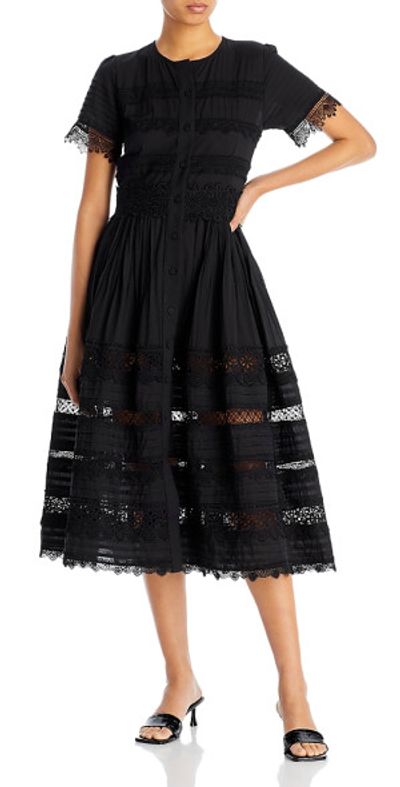 knee length dresses for ladies Baltic Born Womens Lovell Smocked Midi Dress | Black