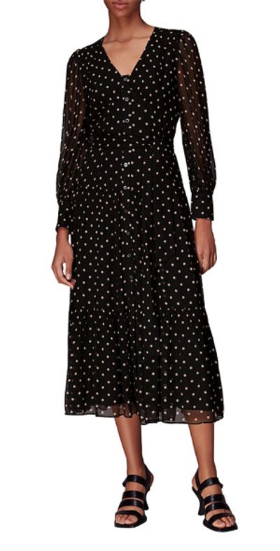 knee length dresses for ladies Whistles Midi Dress Navy Crepe US 0 Sleeveless Belted – Celebrity Owned main image 0