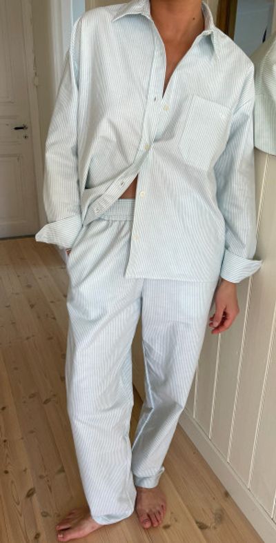 Djerf Avenue Breezy Shirt Green Stripe