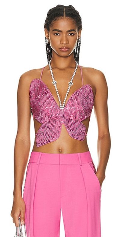 AREA AREA Crystal Embellished Butterfly Top