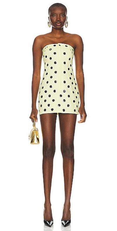 AREA - Polka Dot Strapless Mini Dress