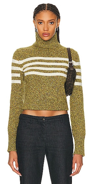 Line Bronx Turtleneck Striped Sweater- Cafe Au Lait