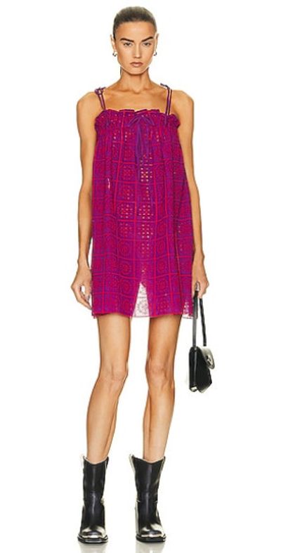 Ganni Ganni Light Broderie Anglaise Strap Dress