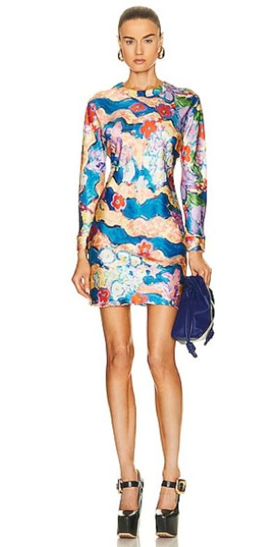 amora mini dress Fiori Green Floral Print Button Mini Amora Dress XS