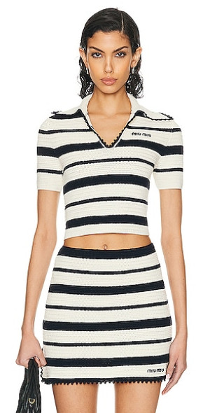 Miu Miu - Cotton Crochet Polo