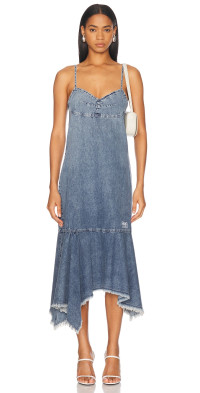 ワンピース Moschino Jeans Denim Midi Dress MOSCHINO JEANS Logo Print Denim Dress | Blue | FARFETCH