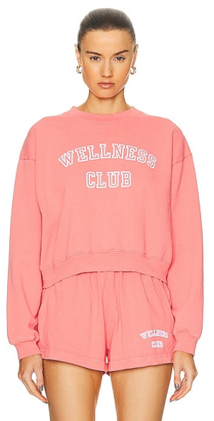Sporty & Rich - Wellness Club Flocked Cropped Crewneck Sweater