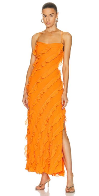 staud orange ruffle dress Maxi dress