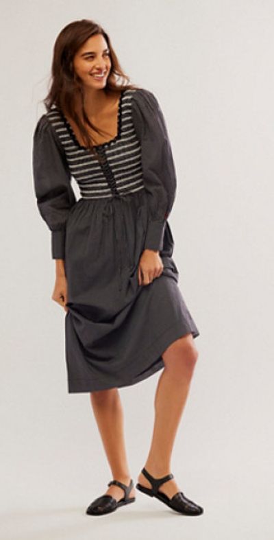 Damson Madder - Hermione Shirred Midi Dress