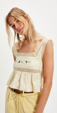 For Love & Lemons Adelie Embroidered Top