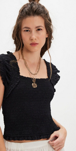 Free People Pink Sands Smocked Top
