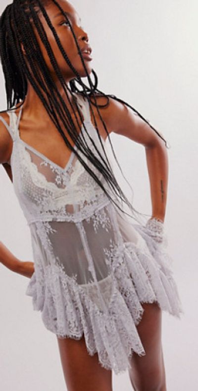 chinese dress ladies Intimately Free People Ivory Lace-Trimmed Flowy Mini Dress