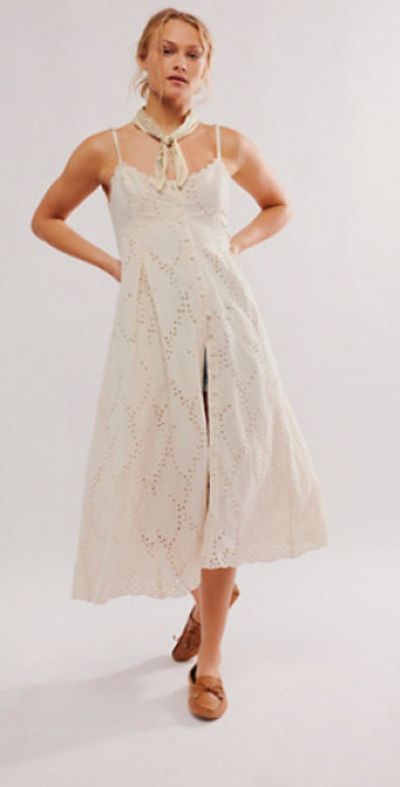 knee length dresses for ladies Free People Haven Midi Dress BlackCombo / M main image 1