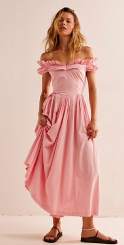 sachin and babi light blue dress Lush Drop Waist Midi Dress in Pink main image 0