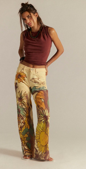 Tinsley Printed Straight Leg - Beach Scene