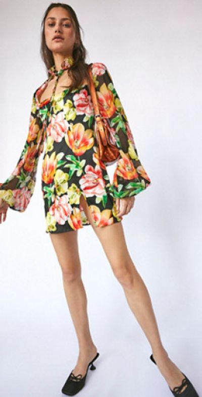 high neck floral mini dress Pink Floral Print Jacquard Halter Dress - Mini Dresses