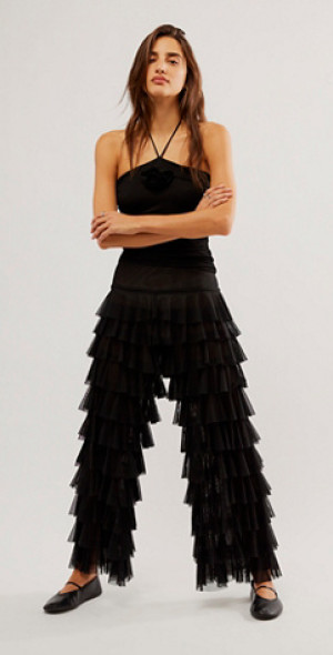 Norma Kamali - Wide Leg Ruffle Pant