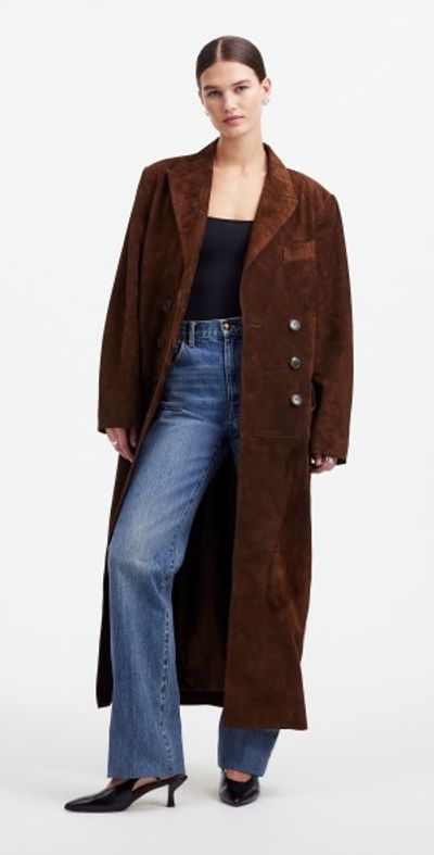 Madewell Alexa Chung for Double-Breasted Blazer Overcoat in Suede
