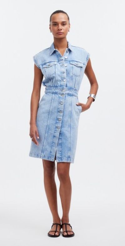 Madewell - Denim Cap-Sleeve Shirtdress in Aquino Wash