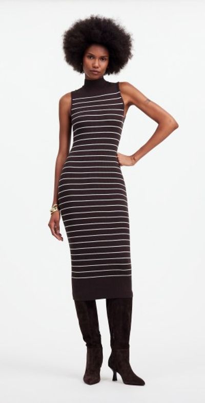 Madewell - The Signature Knit Mockneck Sweater Dress in Stripe