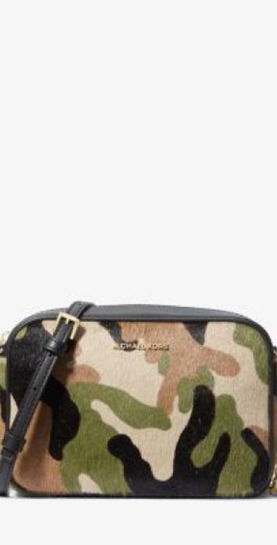 Michael Kors Jet Set Medium Camouflage Print Calf Hair Crossbody Bag