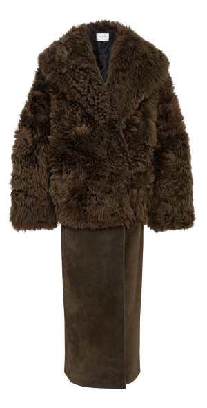 ALAÏA - - Oversized Shearling Coat - Olive - FR 40 - Moda Operandi