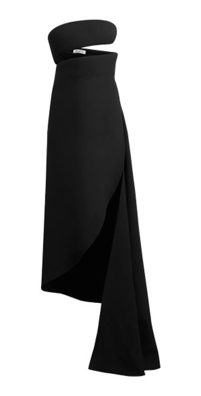 ALAÏA - - Sculpted Wool-Silk Cady Spiral Dress - Black - FR 40