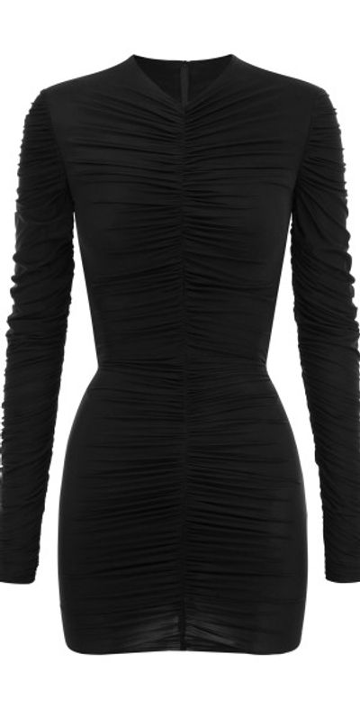 black lycra mini dress Bloom Tapestry Black Long Sleeves Mini Dress by Farm Rio  Mimi Seabrook