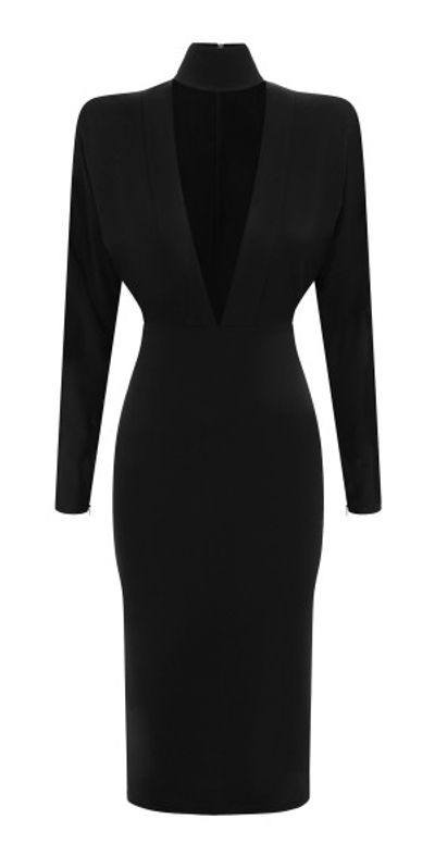 Alex Perry - - Plunging Cutout Satin Crepe Midi Dress - Black - UK 14 -  Only At Moda Operandi