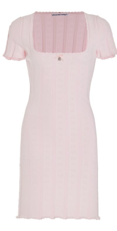 Alexander Wang - - Pointelle-Knit Mini Dress - Pink - L - Moda Operandi