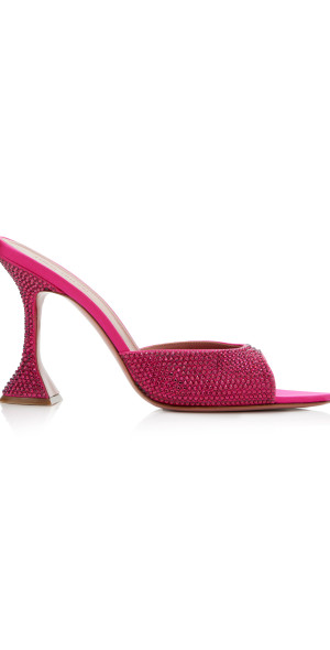 Amina Muaddi Caroline Crystal-Embellished Satin Sandals Pink