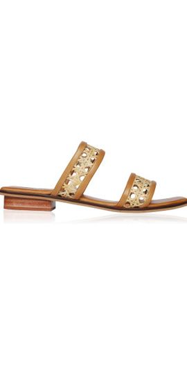 Bembien Bembien - Paloma Leather-Trimmed Rattan Slides - Tan - FR 38 - Moda Operandi
