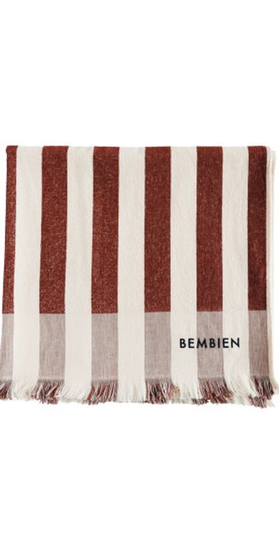 Bembien Bembien - Plage Striped Cotton Towel - Burgundy